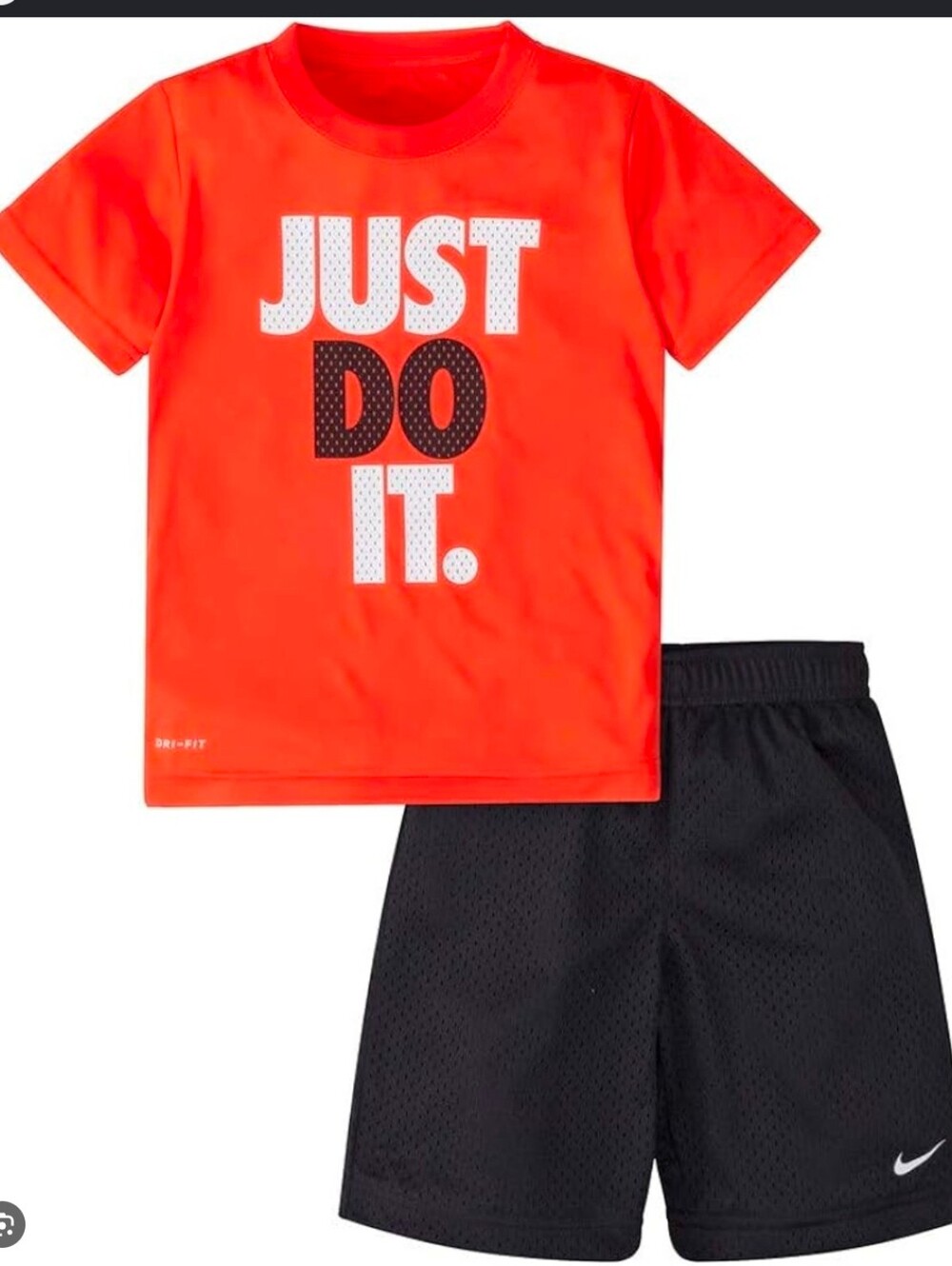 Nike 'Just Do It.' Orange Performance Tee & Black Shorts Set